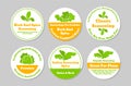 Collection herb spice seasoning circle stickers vector eco friendly fragrance organic ingredients