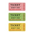 Movie tickets isolated on white background.