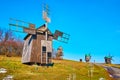 Collection of historic windmills of Pyrohiv Skansen, Kyiv, Ukraine