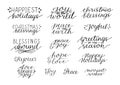 Collection with 16 Holiday Christmas hand lettering quotes Royalty Free Stock Photo