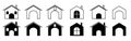 Collection home icons. House symbol. Set of real estate objects and houses black icons isolated on white background. Royalty Free Stock Photo