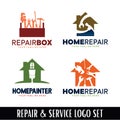 Collection of home repair service logo design template