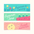 Collection of horizontal summer banners. Sweet summer banner design. Abstract isolated vector illustration Royalty Free Stock Photo