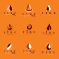 Collection of hot orange fire vector logotypes, nature element.