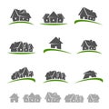 Collection house labels and elements set, edit size and color. Vector