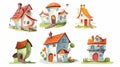 collection houses, emoticons set, house icon set,