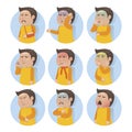 Collection of human boy with illnesses concept. Vector illustration decorative design