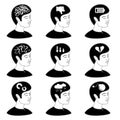 Collection of human mind issues icon concept depression confusion pessimism vector