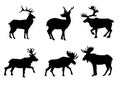 Collection of hunting doodle isolated flat vector Stock Silhouettes Royalty Free Stock Photo