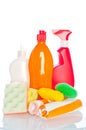 Collection of hygiene cleaners for housework Royalty Free Stock Photo