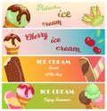Collection of ice cream banners sweet dessert cold food illustrations.