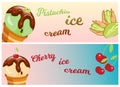 Collection of ice cream banners sweet dessert cold food illustrations.