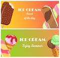 Collection of ice cream banners sweet dessert cold food illustrations.