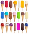Collection of ice cream ice-cream icecream square variety stick Royalty Free Stock Photo