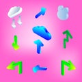 Collection of icon 3d isometric cloud upload download arrow decoration abstract background vector illustration Royalty Free Stock Photo