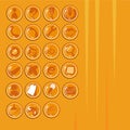Collection of icon menu used in Phone - Gold color Royalty Free Stock Photo
