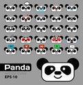 Collection icons with different emotions panda. vector