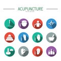 Collection of icons elements for acupuncture and massage, TCM.