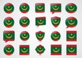 A collection of icons featuring the flag of Mauritania. The design Royalty Free Stock Photo