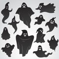 Collection of icons for Halloween - ghosts in different shapes. Vector art.