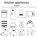 Collection of icons. Kitchen appliances. Icon set of kitchen appliances. Royalty Free Stock Photo
