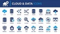 Cloud and Data Icons Set Royalty Free Stock Photo
