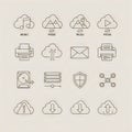 Collection of icons representing various computer network and security concepts Royalty Free Stock Photo