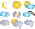 Collection icons with the weather phenomena