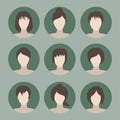 Collection of icons of woman in a flat style. female avatars. se