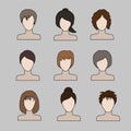 Collection of icons of woman in a flat style. female avatars. se