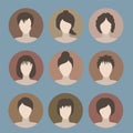 Collection of icons of woman in a flat style. female avatars. se