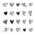 Collection of illustrated heart icons, heart outline, heart vector, heart shapes Royalty Free Stock Photo