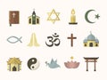 Collection of illustrated religious symbols