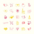 Collection of illustrated valentine`s icons