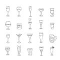 Collection illustration glasses glasses bar menu cafe sketch black and white