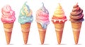 Collection illustration of an Ice Cream Set on a white background Royalty Free Stock Photo