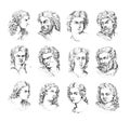 Collection of illustrations of human facial expressions and emotions