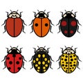 Ladybugs logos symbols icons signs set Royalty Free Stock Photo