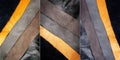 Collection of images with genuine brown and black leather textures background