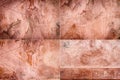 Collection of images with scratched dirty dusty copper plate texture