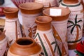 Collection of images with unglazed handmade pottery pot made of red clay. Teracota vase. Pottery basics. Sale in Pune, India, Royalty Free Stock Photo