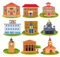 Collection of Important buildings of the city on a white background