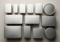 Collection includes rectangular, square, and circular tins, all with Royalty Free Stock Photo