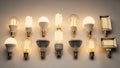 Collection includes traditional incandescent bulbs compact fluorescent Royalty Free Stock Photo