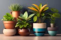 Collection Indoor plants in flower pots. Generative AI.