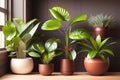Collection Indoor plants in flower pots. Generative AI.