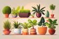 Collection Indoor plants in flower pots. Generative AI.