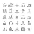 Industrial Building Icons Set: Modern Factory and Power Plant Symbols Royalty Free Stock Photo