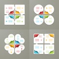 Collection of Infographic Templates for Business. Four steps cycling diagrams. Vector Illustration.