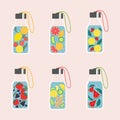 A collection of infused water bottles with straws Royalty Free Stock Photo